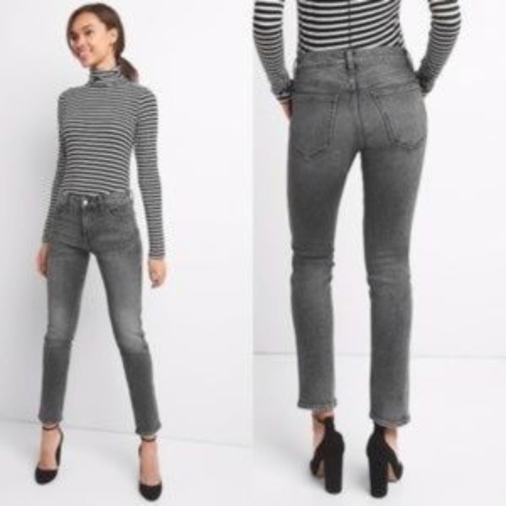 Gap 1969 Mid Rise Slim Straight True Black Skinny Jeans Size 4/27a
